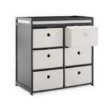 Delta Children Hayes Changing Table and Dresser for Bedroom with 6 Fabric Drawers, Charcoal Grey/Flax - Image 9