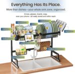 ADBIU Over The Sink Dish Drying Rack (Expandable Height and Length) Snap-On Design 2 Tier Large Dish Rack - Image 5