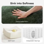 Marsail Pull Out Sofa Bed, Full Size Sleeper Sofa with Memory Foam Mattress, 2 USB Charging Ports & Removable Covers, Chenille Loveseat Couch for Living Room, Apartment, Green - Image 8