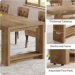 Tribesigns 86.61-Inch Dining Table for 6 People, Modern Narrow Long Kitchen Table with Pedestal Base, Farmhouse Extra Long Rectangular Dining Room Furniture, 27.56 x 86.61 x 29.53 Inches, Oak - Image 5
