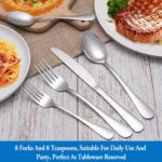 16 Pcs Forks and Spoons Silverware Set,Food Grade Stainless Steel Flatware Cutlery Set for Home,Kitchen and Restaurant,Mirror Polished,Dishwasher Safe - 8 Dinner Fork(8 inch) and 8 Teaspoon(6.5 inch) - Image 8