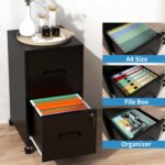 Mobile File Cabinet with Lock, 2 Drawer File Cabinets with Adujustable Feet and Wheels, Metal Office Storage Cabinet Under Desk,Vertical Filing Cabinets for Home Office, Required Assembly - Image 5