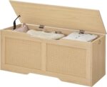 HOOBRO Storage Bench, 43.3" Toy Box, Rattan-Like Storage Chest, Sturdy Entryway Bench Supports 220 lb, Toy Chest, Safety Hinge, U-Shaped Opening, Easy Assembly, Natural NL22CW01 - Image 10
