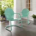 Crosley Furniture Griffith Outdoor Chair, Retro Metal Patio Chairs for Dining, Porch, Deck, Balcony, Aqua - Image 8