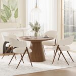COLAMY Dining Chairs Set of 4, Modern Fabric Upholstered Dining Room Kitchen Side Chairs with Iron Legs, Open Back and Padded Seat, for Living Room/Restaurant/Cafe, Beige - Image 2