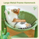 PAWZ Road Cactus Cat Tree, 33 Inchs Cat Tower with Large Soft Hammock and Fully Wrapped Sisal Scratching Post for Indoor Cats - Image 4