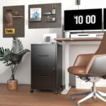 Mobile File Cabinet with Lock, 2 Drawer File Cabinets with Adujustable Feet and Wheels, Metal Office Storage Cabinet Under Desk,Vertical Filing Cabinets for Home Office, Required Assembly - Image 3