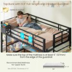 DICTAC Bunk Bed with L-Shaped Desk,5 Storage Drawers and 2 Shelves Metal Twin XL Over Twin Bunk Bed with LED Lights and Charging Station,bunk Beds with Safety Guardrail & Ladder,Space-Saving,Black - Image 7