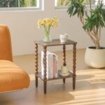 Side Table, Small End Table with Storage Shelf, 2-Tier Small Coffee Tables Living Room for Bedroom, Narrow Spaces (Rustic Brown) - Image 3