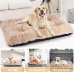 JOEJOY Large Dog Bed Crate Pad, Deluxe Plush Washable Dog Beds Fulffy Soft Kennel Pad Anti-Slip Pet Sleeping Mat for Extra Large Medium Small Dogs, 40" x 27", Beige - Image 6