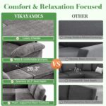 Modular Sectional Sofa with Pull Out Bed Sleeper Sofa L Shaped with Storage, Sectional Couch for Living Room Convertible Sofa Bed with Removable Sofa Cover(5 Seats Grey) - Image 7