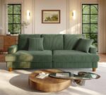 87.2" Couches for Living Room, Comfy Green Couch 7.5" Extra Thick Cushion, Sofas for Living Room Tool-Free Setup, Loveseat Sofa 848lbs Support, Corduroy Couch for Bedroom, Apartment, Office - Image 2