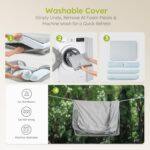 Extra Large Dog Bed, Orthopedic Dog Bed with Cooling Gel Memory Foam, Waterproof XL Pet Bed with Removable Washable Cover, 42" Pet Sofa Couch Dutch Velvet with Bone Toy, Light Gray - Image 10