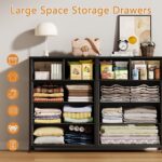 Furnulem Bedroom Dresser 55”Long TV Stand Entertainment Center Dresser & Chests of Drawers,10 Storage Fabric Drawer Dressers,Sturdy Metal Frame Tall Dresser for Living Room, Entryway,Black Oak - Image 7