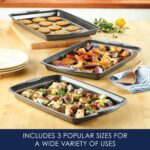 Rachael Ray Nonstick Bakeware Set with Grips, Nonstick Cookie Sheets / Baking Sheets - 3 Piece, Gray with Sea Salt Gray Grips - Image 9