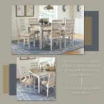 Signature Design by Ashley Skempton Cottage Dining 7 Piece Set – Rectangular Table & 6 Upholstered Chairs | Coastal Chic Meets Farmhouse, Whitewash - Image 4