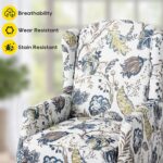 Upholstered Wingback Recliner Chair - Traditional Push Back Recliner Chair with Padded Seat, Fabric Floral Recliner Chair, Wingback Chair Small Recliners for Small Spaces - Image 5