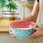DOWAN Mixing Bowls, Ceramic Mixing Bowls for Kitchen, Colorful Vibrant Nesting Bowls for Cooking, Baking, Prepping, Serving, Salad, Housewarming Gift, Microwave Dishwasher Safe, 3.7/2/1 Qt, Set of 3 - Image 7
