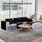 Avenco 141” U-Shaped Modular Sectional with 4 Ottomans, Individually Wrapped Coil Support & Corduroy Fabric, Zero Assembly 8-Piece Set for Spacious Living Room, Black - Image 5