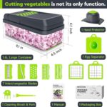 12-in-1 Vegetable Chopper, 7 Blade Veggie Chopper, Practical Food Chopper with Container, Cheese Grater, Home Essentials & Kitchen Gadgets(Green/Grey) - Image 3