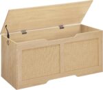 HOOBRO Storage Bench, 43.3" Toy Box, Rattan-Like Storage Chest, Sturdy Entryway Bench Supports 220 lb, Toy Chest, Safety Hinge, U-Shaped Opening, Easy Assembly, Natural NL22CW01 - Image 2