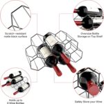 Countertop Wine Rack Freestanding, Small Metal Honeycomb Wine Holder Stand, Black 9 Bottle Organizer for Water Bottles, Tabletop Storage Rack for Home Kitchen Bar - Image 4