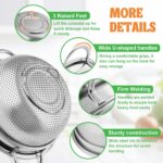 P&P CHEF Colander Strainer Stainless Steel 3 Quart, Metal Micro-Perforated Colander for Kitchen Food, Ideal for Rinsing Washing Draining, Dishwasher Safe, Shiny Silver, 1PC - Image 5