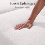 Best Choice Products 77" Mid Century Modern Boucle Loveseat Sofa, Couch, Convertible Sofa Sleeper Bed w/Real Wood, Removable Armrest - Frost Gray - Image 7