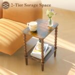 Side Table, Small End Table with Storage Shelf, 2-Tier Small Coffee Tables Living Room for Bedroom, Narrow Spaces (Rustic Brown) - Image 6