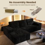 114" Glitter Cloud Sectional Couch with L-Shape Chaise, Modern Boneless Couches for Living Room, Fluffy Tufted Deep Seat Modular Sofa in a Box No Assembly - Image 4