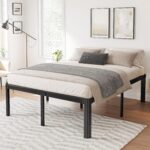 Hunlostten 14in High King Bed Frame No Box Spring Needed, Heavy Duty King Platform Bed Frame with Round Corners, Easy Assembly, Noise Free, Black - Image 3