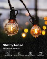 Brightown Outdoor String Lights 29 Feet G40 LED Patio Lights, Plug-in, 13 Plastic Edison Bulbs(1 Spare), Waterproof Connectable Hanging Light for Backyard Porch Balcony Party Decor, E12 Base, Black - Image 3