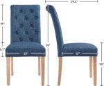Yaheetech Dining Chairs Set of 4 Fabric Upholstered Dining Room Chairs with Button Tufted High Back and Solid Wood Legs for Kitchen/Living Room/Restaurant, Modern Style, Blue - Image 4