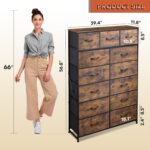 WLIVE Storage Organizer Unit with 13 Fabric Bins, Storage Drawers Organizer with Steel Frame, Tall Storage Tower Organizaton for Living Room, Hallway, Office, Rustic Brown Wood Grain Print - Image 4