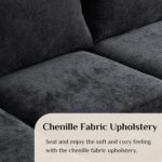 Karl home 111" Sectional Sofa U-Shaped 4-Seat Couch with Chaises Wood Grian Legs Chenille Fabric Upholstered for Living Room, Apartment, Office, Black - Image 4