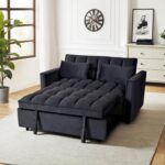 FLEXISPOT XCT4 Convertible Sofa Bed, 3-in-1 Loveseat Sofa Couch with Adjustable Backrest, Pull Out Couch with 2 Pillows & 2 Side Pockets, Futon Sleeper for Dorms Apartment Living Room, Black - Image 9