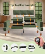 87.2" Couches for Living Room, Comfy Green Couch 7.5" Extra Thick Cushion, Sofas for Living Room Tool-Free Setup, Loveseat Sofa 848lbs Support, Corduroy Couch for Bedroom, Apartment, Office - Image 8