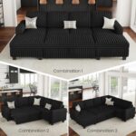 Belffin Oversized Sofa Bed Modular Sectional Sleeper Sofa with Pull Out Bed L Shaped Couch with Storage Chaise Black Couch - Image 7