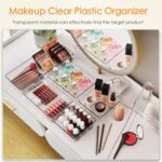 Criusia Drawer Organizer, 10 Pack Large Clear Plastic Set, 3 Size Versatile Bathroom and Vanity Organizer Trays, Storage Bins for Makeup, Bedroom, Kitchen Utensils - Image 6