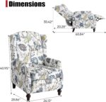 Upholstered Wingback Recliner Chair - Traditional Push Back Recliner Chair with Padded Seat, Fabric Floral Recliner Chair, Wingback Chair Small Recliners for Small Spaces - Image 4