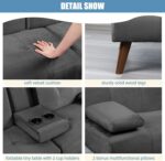 Shintenchi Futon Sofa Bed, Convertible Couch Beds Loveseat, Modern Recliner Sleeper, Small Lazy Set for Living Room, Office, Apartment, Dark Gray - Image 6