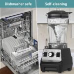 OMMO Blender 1800W, Professional High Speed Countertop Blender with Stainless Steel Blades, 60oz BPA Free Jar for Shakes and Smoothies, Ice and Fruits, Dishwasher Safe - Image 6