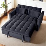 FLEXISPOT XCT4 Convertible Sofa Bed, 3-in-1 Loveseat Sofa Couch with Adjustable Backrest, Pull Out Couch with 2 Pillows & 2 Side Pockets, Futon Sleeper for Dorms Apartment Living Room, Black - Image 2