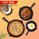 Cast iron Skillets 3 Piece Set, 6", 8", 10" Pans Cookware set Cast iron Pan For Frying,Saute,Cooking,Pizza,Oven,Stove,Grill,Induction Cooktop,Gas Range - Image 3