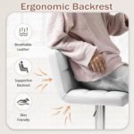 Shahoo Bar Stools Set of 2, Adjustable Height Armless Barstools Swivel Faux Leather Upholstered Kitchen Counter Stools with Mide Back and Footrest, Island Barstool for Kitchen Island, Bar, White - Image 7