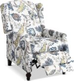 Upholstered Wingback Recliner Chair - Traditional Push Back Recliner Chair with Padded Seat, Fabric Floral Recliner Chair, Wingback Chair Small Recliners for Small Spaces - Image 2
