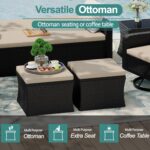 6 Piece Patio Furniture Set, Wicker Patio Conversation Sets with Swivel & Recline Chairs, Outdoor Sectional Sofa Sets with 2 Storage Ottoman, Outdoor Patio Recline Set for Backyard - Image 4