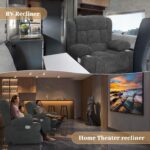 Recliner Chair for Adults, Oversized Fabric Manual Pull Tab Reclining Chair with Cup Holders, Minimalist Style Single Sofa for Living Room, RV (Grey) - Image 8