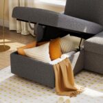 VanAcc Sofa Bed, Sleeper Sofa with Storage Chaise- 2 in 1 Pull Out Couch Living Room, Comfy Sleeper Couch, Grey Boucle - Image 7