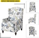 Upholstered Wingback Recliner Chair - Traditional Push Back Recliner Chair with Padded Seat, Fabric Floral Recliner Chair, Wingback Chair Small Recliners for Small Spaces - Image 6